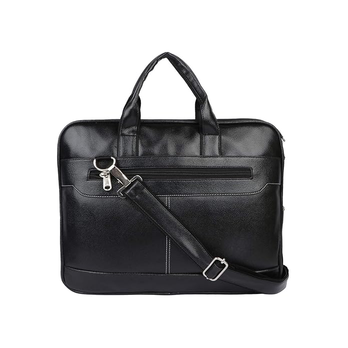 Black faux leather professional messenger bag for men – KameeezStudio